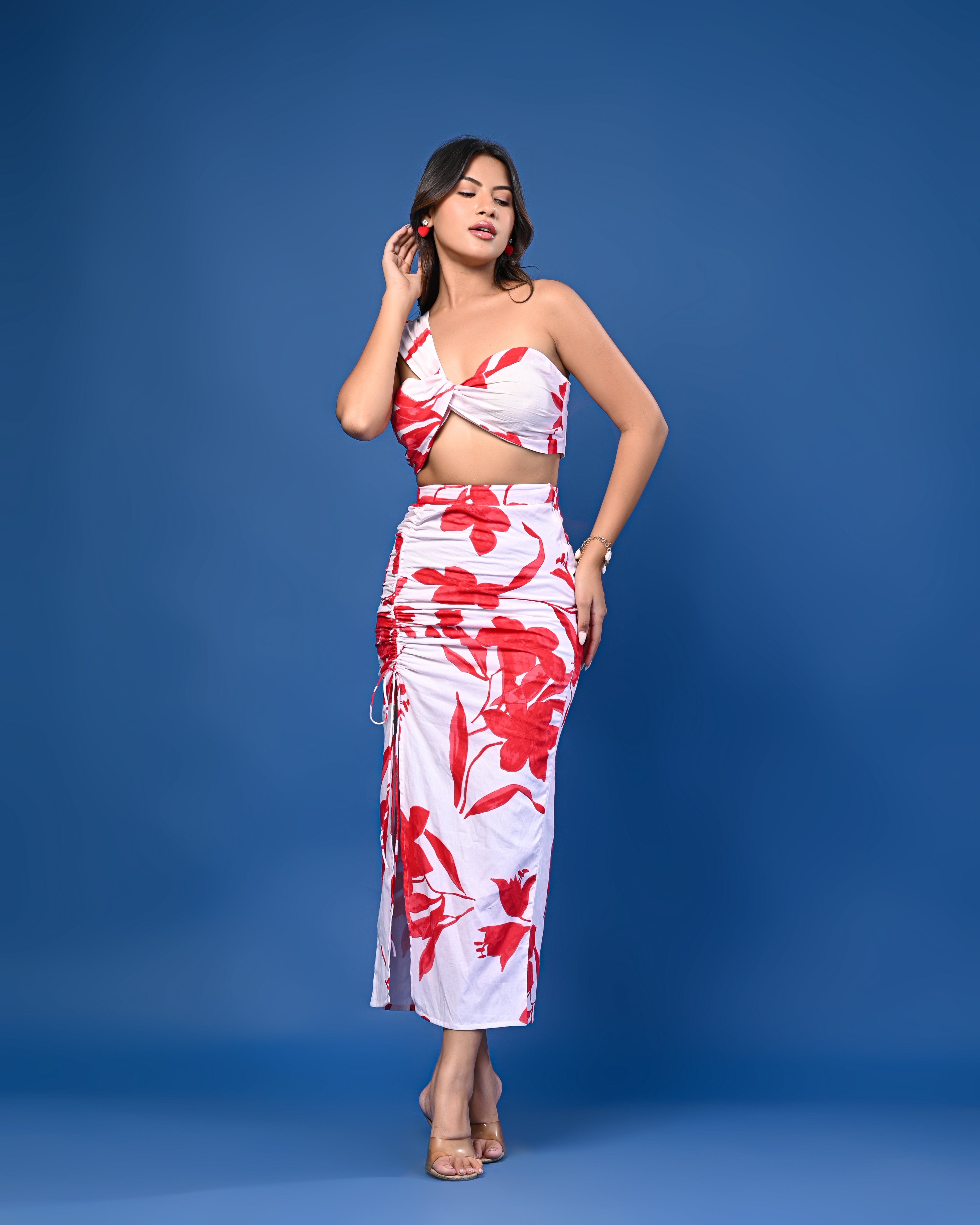 Red & White Floral Printed Co-ord Set