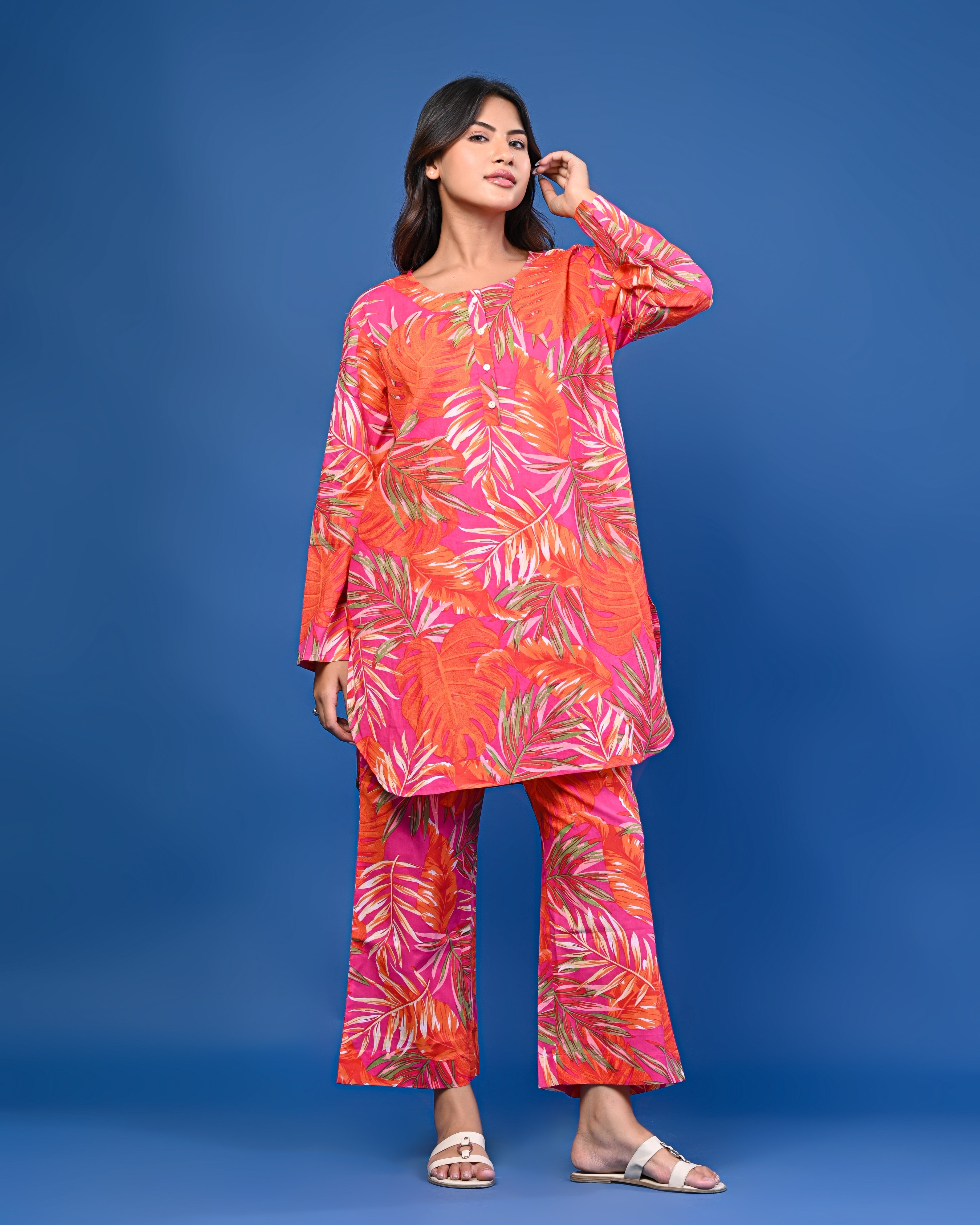 Tropical Leaf Print Co-ord Set