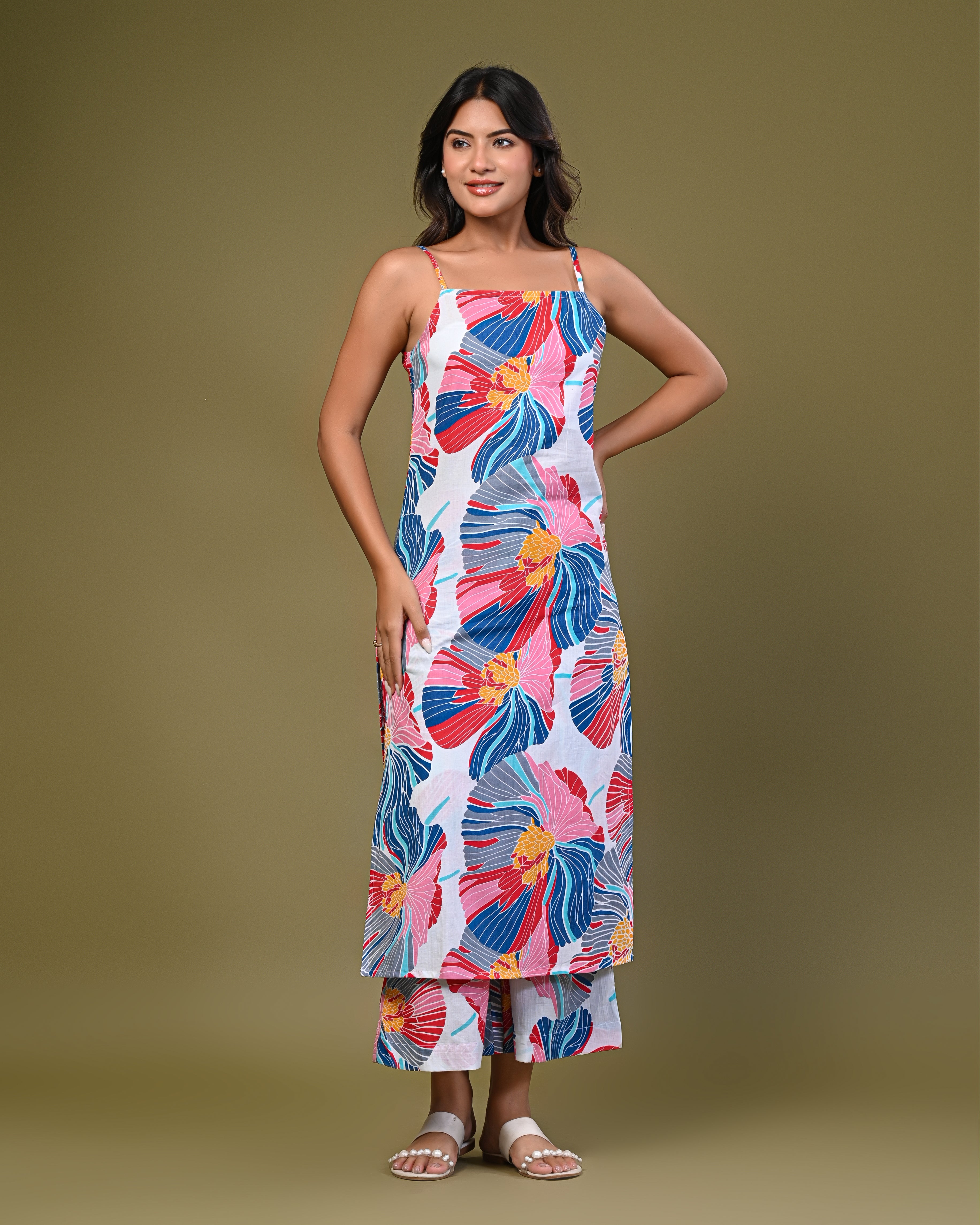 Women's Sleeveless Floral Printed Co-ord Set