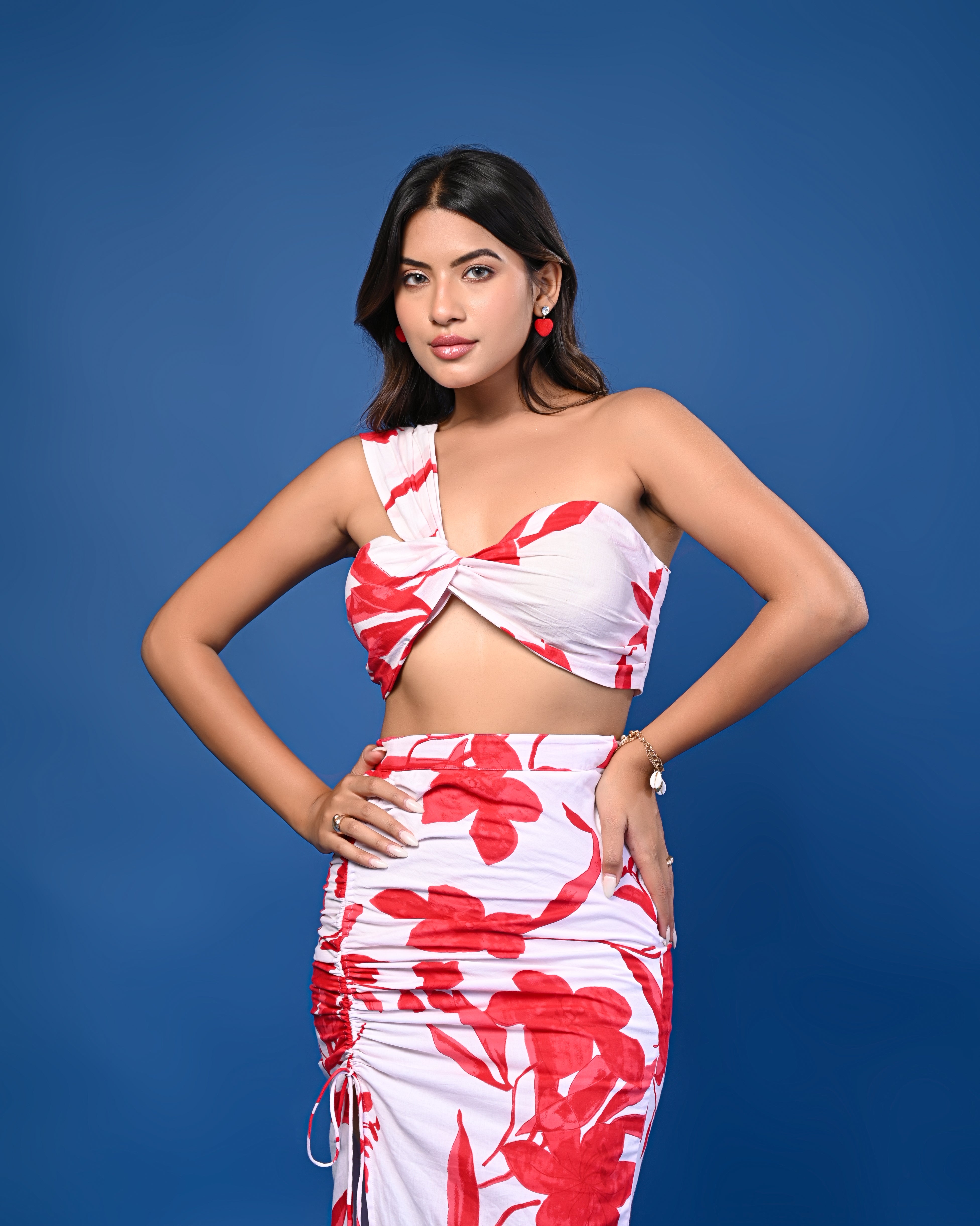 Red & White Floral Printed Co-ord Set