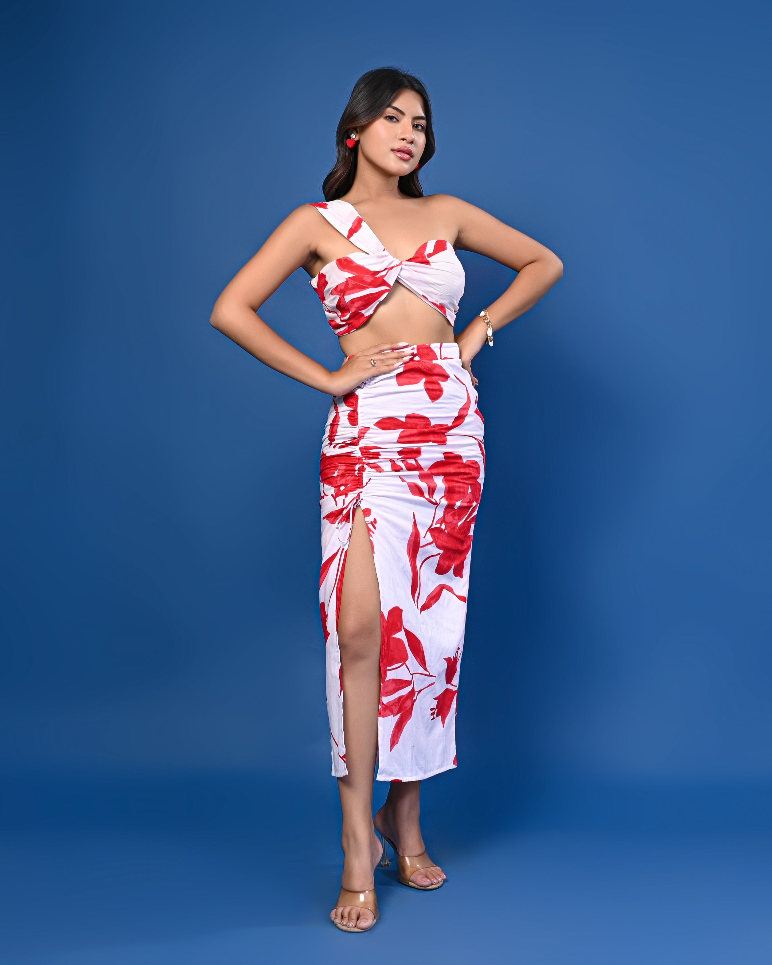 Red & White Floral Printed Co-ord Set