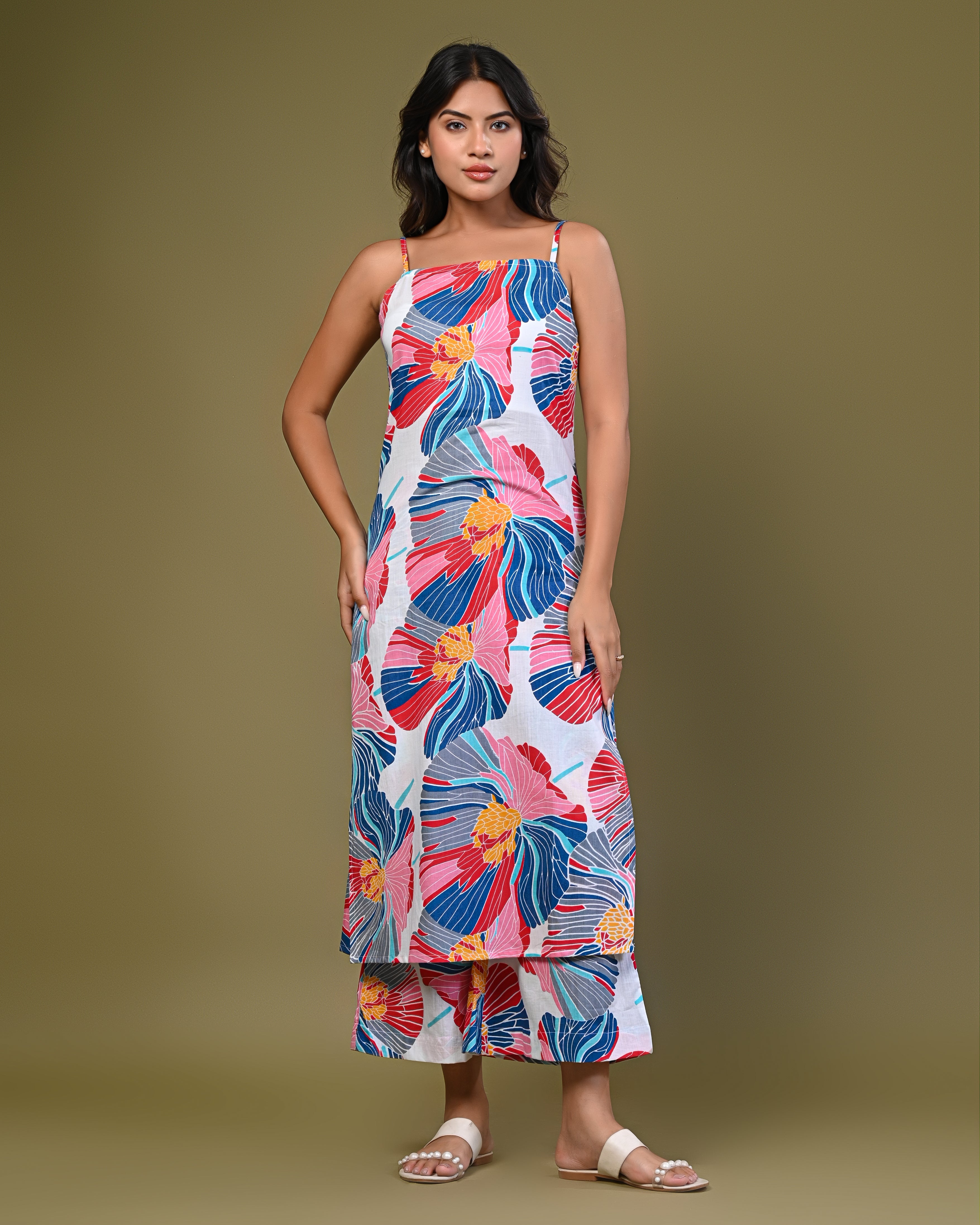 Women's Sleeveless Floral Printed Co-ord Set